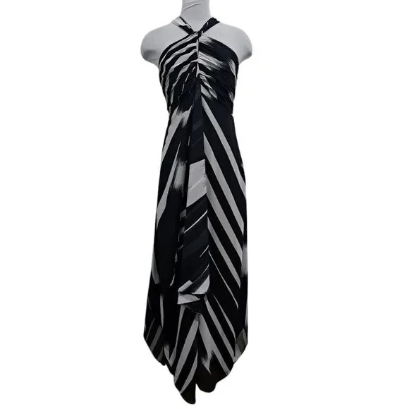 green emerald velvet dress Monte Carlo Black & White Striped Square-Neck Drop-Waist Midi Dress  Club  L London